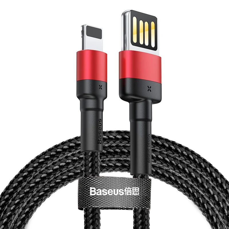 Baseus USB кабель для iPhone XS Max XR X 8 7 6 6s Plus 5 5S SE iPad Pro 2.4A Быстрая зарядка шнур для передачи данных кабели для мобильных телефонов - Цвет: Red Black