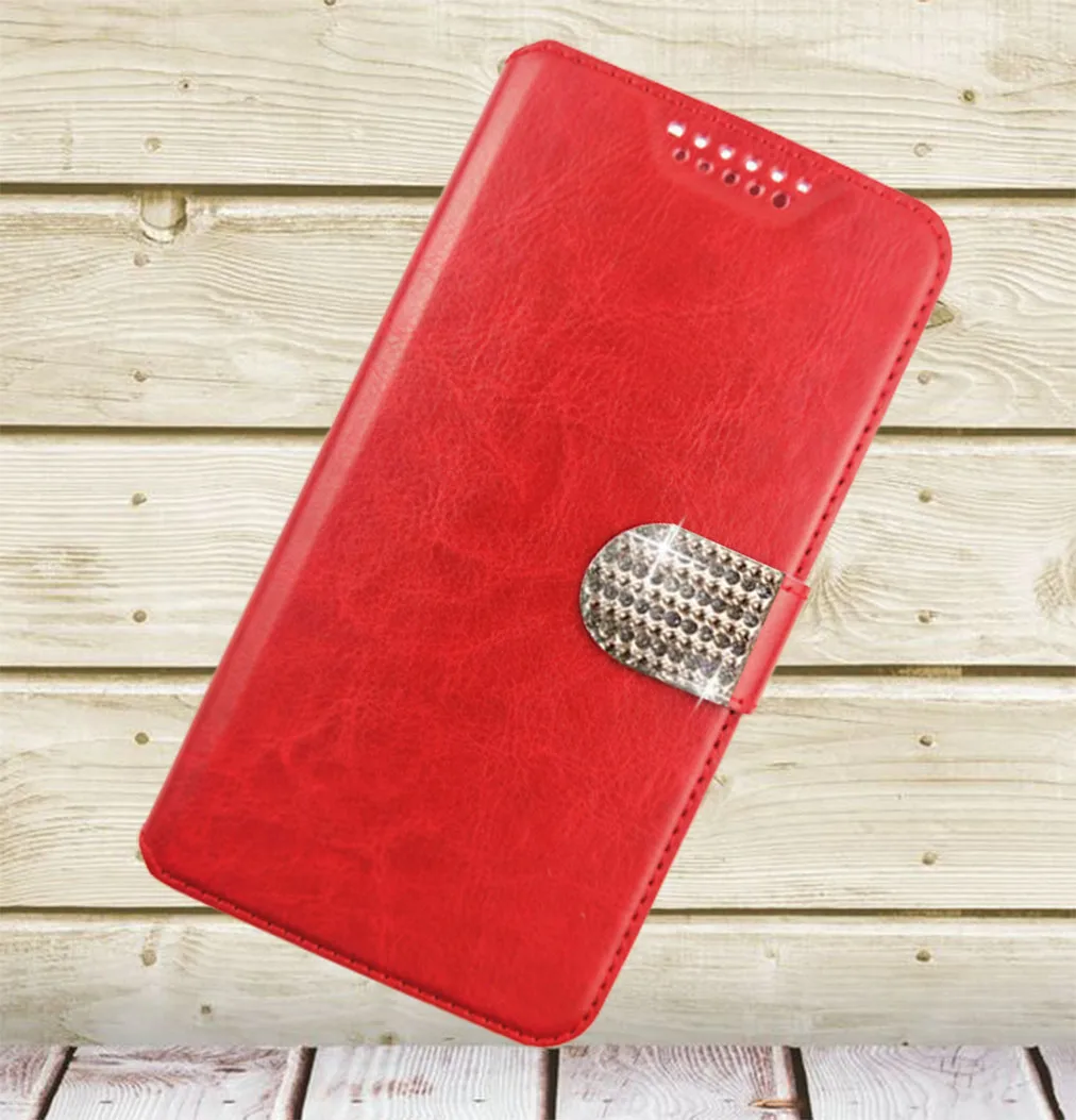 Fashion Flip PU Leather Cover Case for Ulefone U008 Pro Vienna U007 U007 Pro Be X Metal Magnetic high quality mobile phone shell - Цвет: Red with Diamond