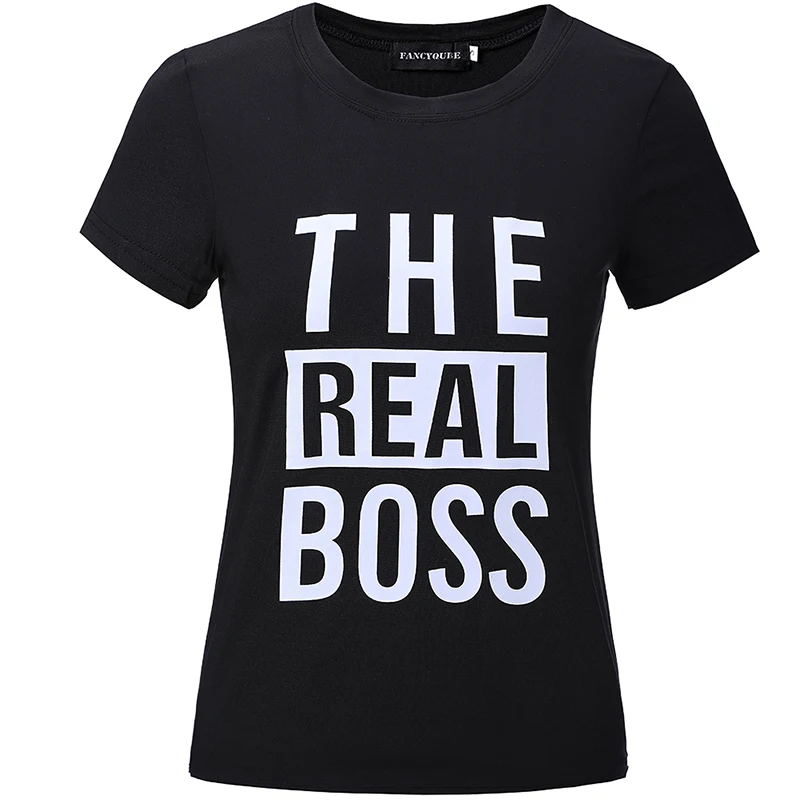 

The Boss The Real Boss Funny Couple Matching T-shirts Tees Love Couple Top Tee Funny Print women's Tee Shirts