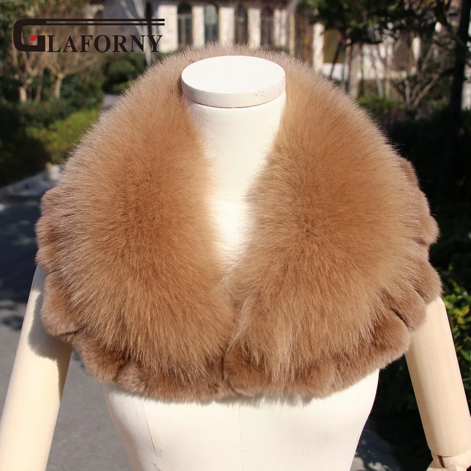 FXFURS 2020 Модный Новый женский меховой воротник из лисьего меха с круглым вырезом на