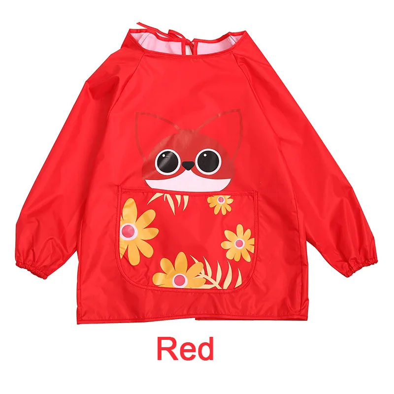 Детский водонепроницаемый фартук для рисования, пальто для рисования, костюм, ремесла, краски, противообрастающие фартуки для детей, детский сад, малыши, художественный Халат - Цвет: Красный