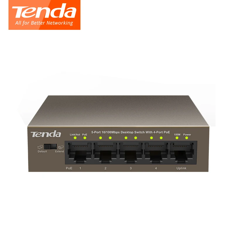 Сетевой коммутатор Tenda TEF1105P 4 63W Ethernet 10/100 Мбит/с 5 портовый ввод питания POE 51 в 1 25 А