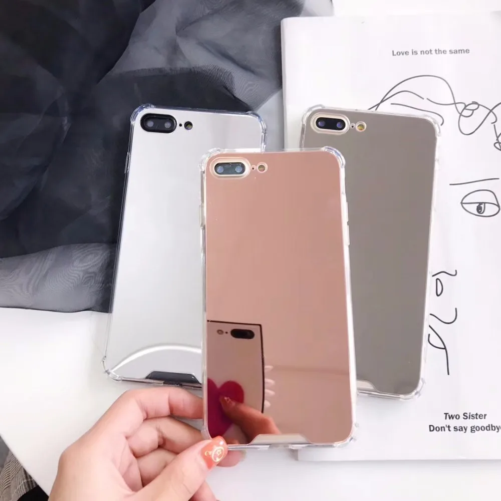 Kuutti Squishy Women Fashion Sliver Rose Gold Gray Mirror Makeup Acrylic Lightweight Phone Case for iPhone 6 6s 7 8 Plus X Cover |