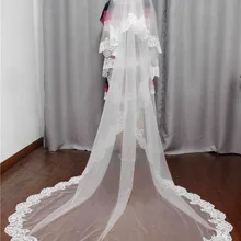 Двухслойная кружевная кромка Длинная фата невесты с расческой белого цвета слоновой кости Красивая свадебная фата платье