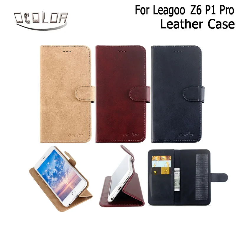 

ocolor For Leagoo P1 PRO Flip UP Leather Case With Card Wallet Business Holster Phone Bag Ultra-thin For Leagoo Z6 Phone Case