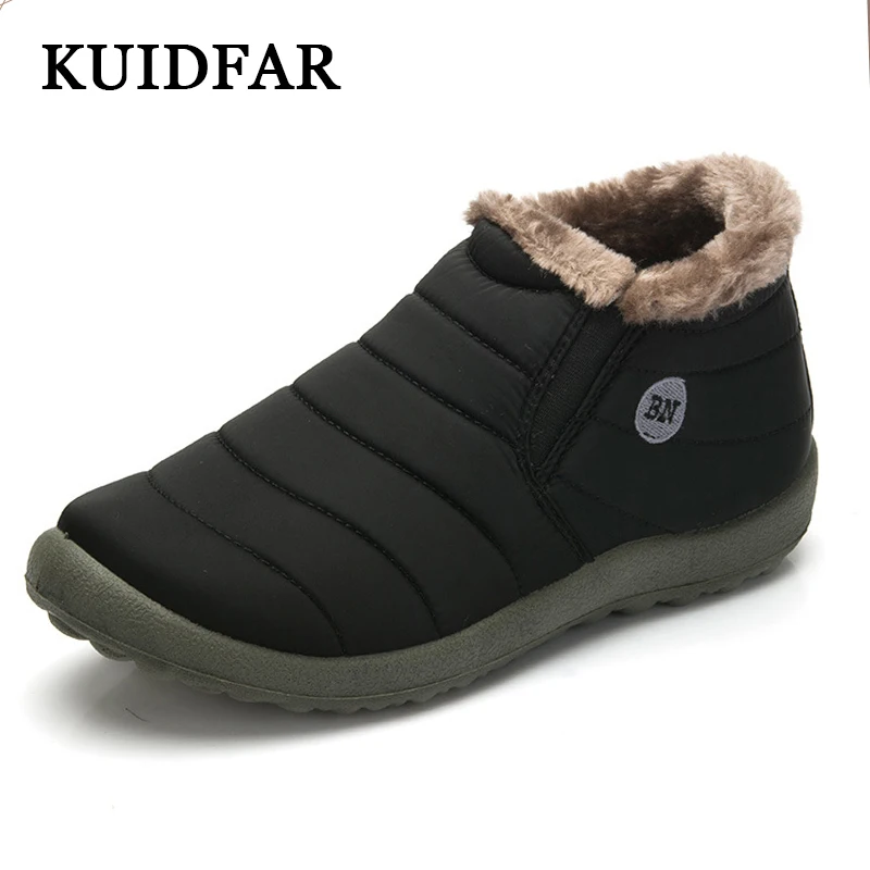 

KUIDFAR 2018 New Women Winter Shoes Solid Color Snow Boots Cotton Inside Antiskid Bottom Keep Warm Waterproof Ski Boots
