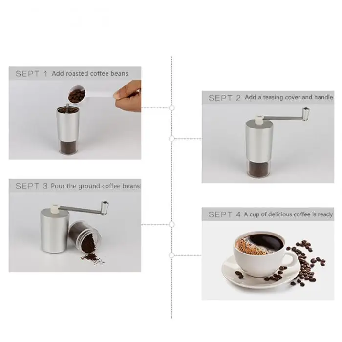 Hot Portable Coffee Grinder Aluminium Alloy Handheld Beans Mill LSK99