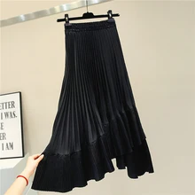 Горячие продажи плиссированные Длинная юбка романтический, эстетический осенние и зимние Женская юбка с завышенной талией