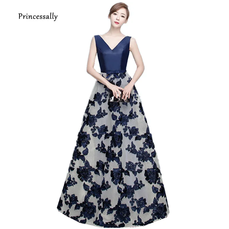 

Princessally New Lace Embroidery Flower Long Evening Dress Floor-length Sleeveless Simple Banquet Party Gown Custom Formal Dress
