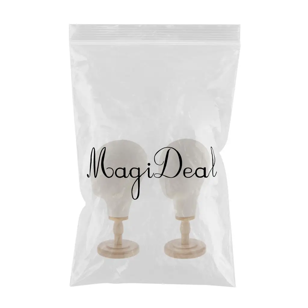 2x 21inch Hats Caps Display Canvas Cork Block Mannequin Head Model + Detachable Wood Stand