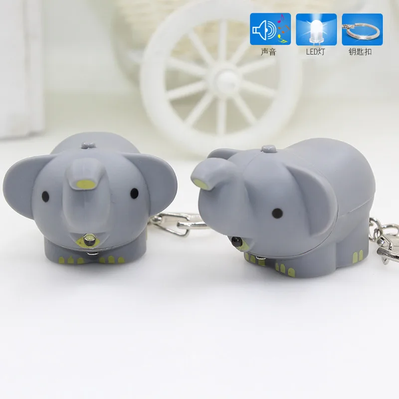 LED Elephant Keychain with Flashlight & Sound Animal shape Key Holder