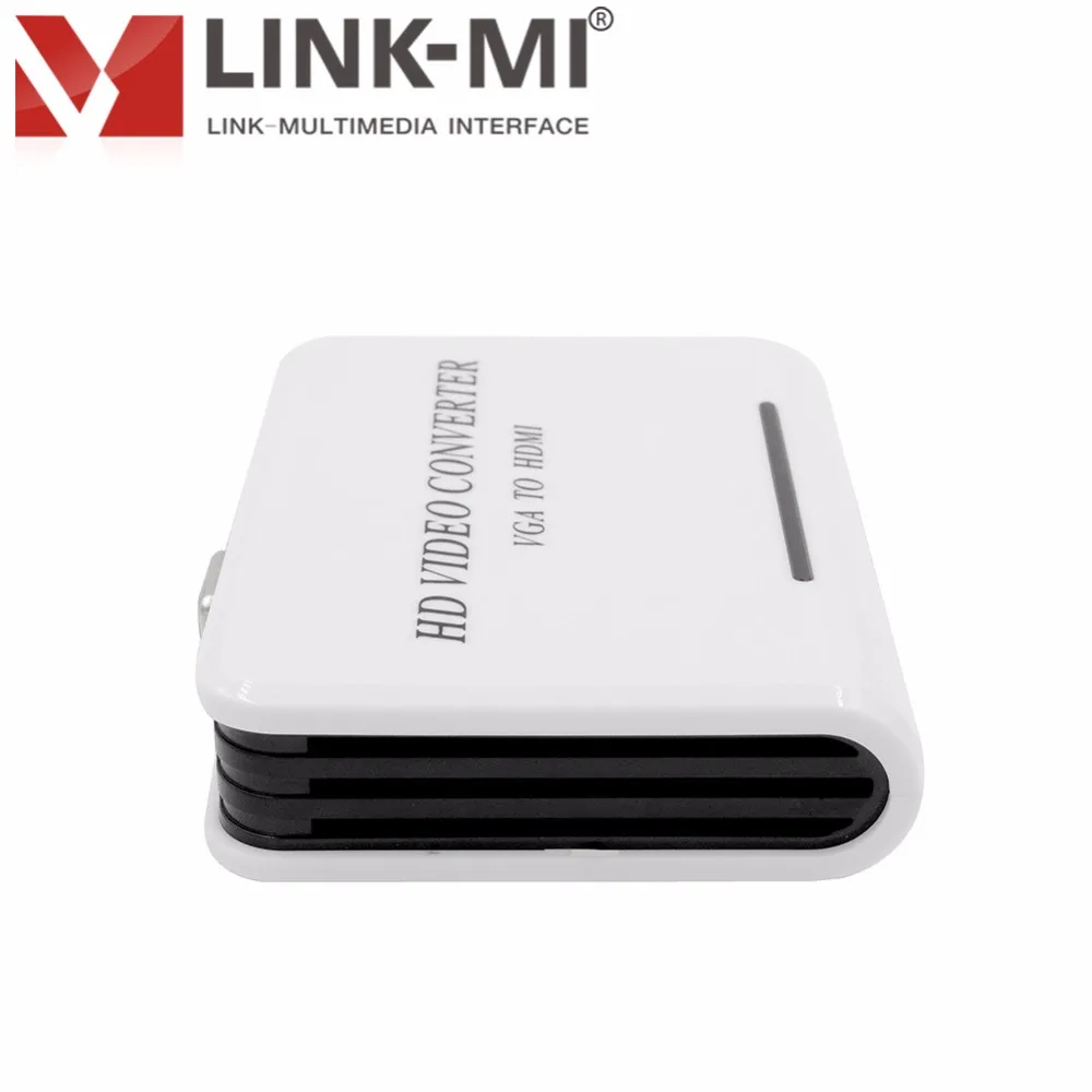 LINK-MI LM-VH04 Full HD видео преобразователь из VGA в HDMI lcd, светодиодный или DLP ТВ входной сигнал до 1920x1080 P@ 60 Гц 1x3,5 мм разъем для наушников