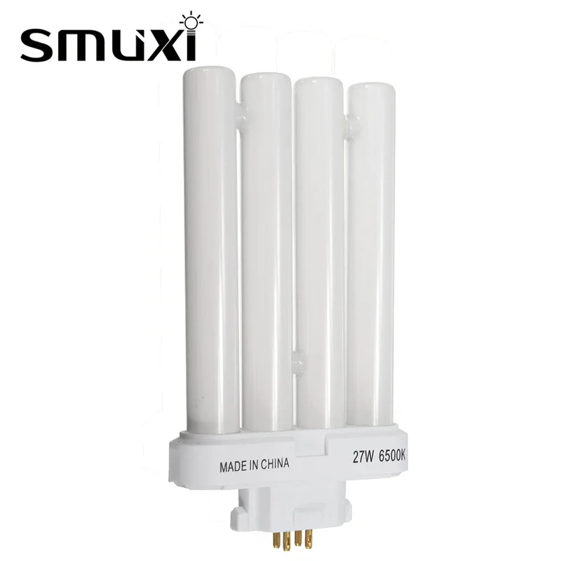 Smuxi 27W Компактный Флуоресцентный светильник, 4 ряда, светильник, лампочка, 4-контактная трубка, энергосберегающая лампа, лампа, чистый белый 6500 K, светильник ing AC220V