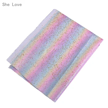 

She Love Rainbow Glitter Leather Fabric DIY Waterproof Surface Material DIY Craft Making Accessories