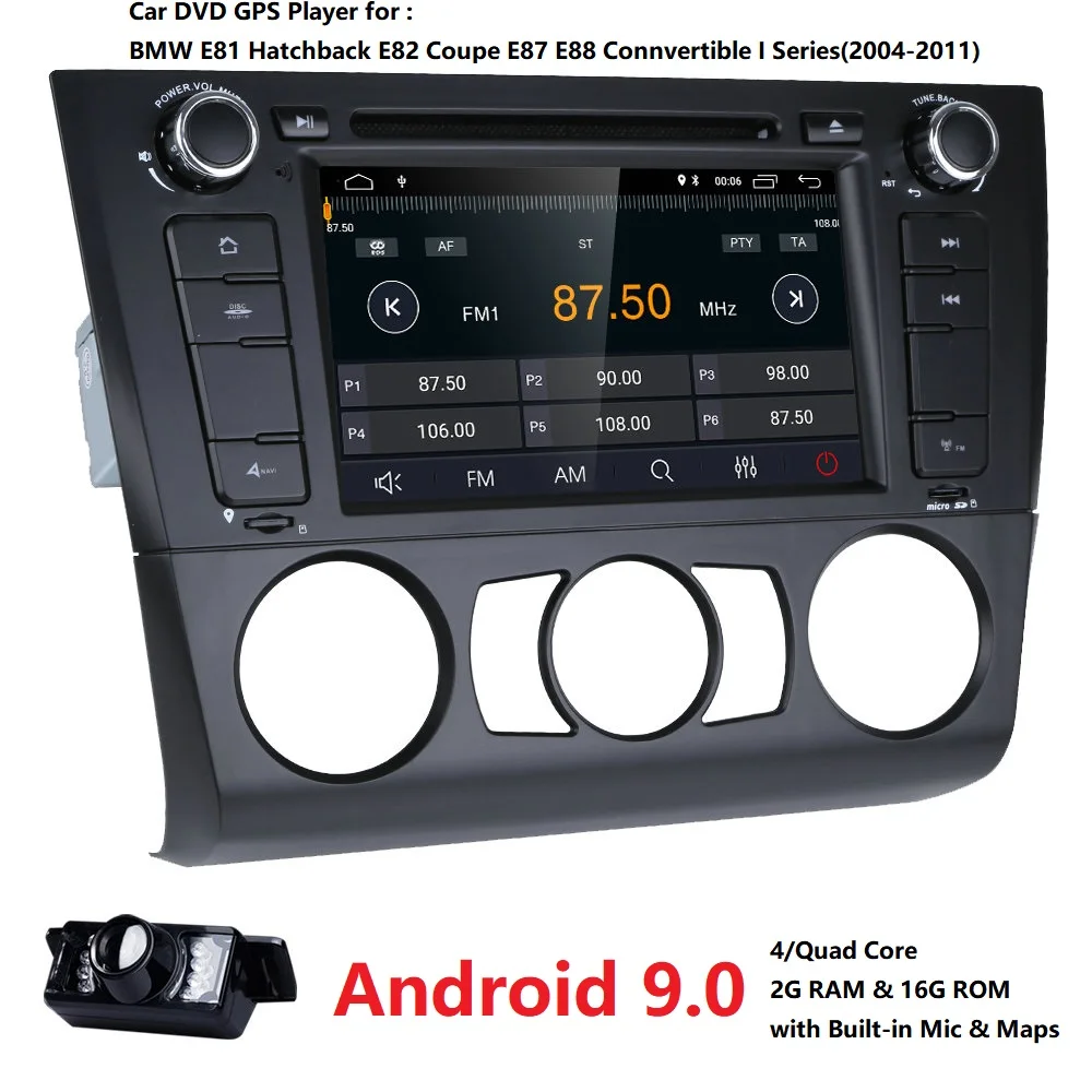 Best 1 Din Android 9.0 GPS Car DVD Player For BMW 1 Serie E87 E81 E82 E88 I202004 2005 2006 2007 2008 2009 20102011 screen Navigation 2