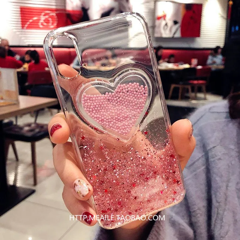 Quicksand Glitter 3D For iphone 7 7 plus 8 8plus X 6 6S 6Plus Case 3D Cute Cloud Love Drift Sand TPU Transparent Back Cover Case (7)