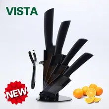 Kitchen knives Ceramic Knives Accessories set 3″ Paring 4″ Utility 5″ Slicing 6″ chef Knife+Holder+Peeler Black Blade
