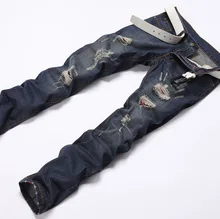 2015 New Classic Brand Mens Ripped Jeans Autumn Fashion Brand Denim pants for Men, size 42-46
