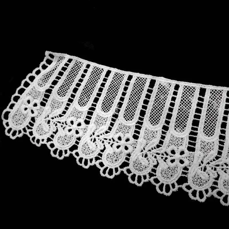 Роскошная белая 3D кружевная ткань вышивка аппликация на одежде платье воротник одежды гипюр DIY шитье ручной работы отделка