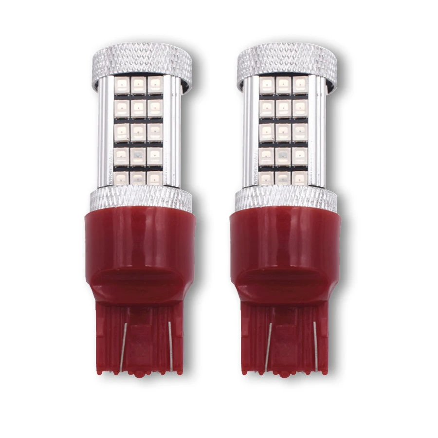 

2pcs T20 7443 66 LED Red LED Tail Light Flashing Strobe Blinking Rear Alert Safety Brake Stop Car Lights