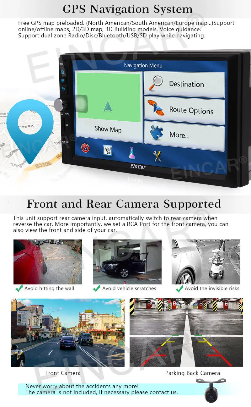 Clearance 7" HD Touch Screen Android 6.0 Car NO-DVD Stereo Radio Player GPS Navigation USB 16