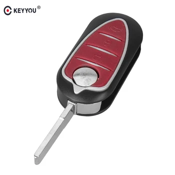 

KEYYOU 3 Button Keyless Entry Folding Flip Remote Key Shell For Alfa Romeo Mito Giulietta 159 GTA 147 156 166 GT Key Fob Case