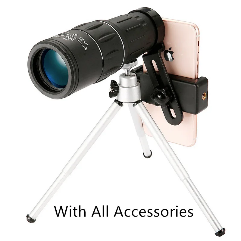 Lepeuxi 16x52 Haute Puissance Dual Focus monoculaire télescope extérieur Portable Poche Ultra portée monoculaire pour la Chasse Camping Observation des Oiseaux