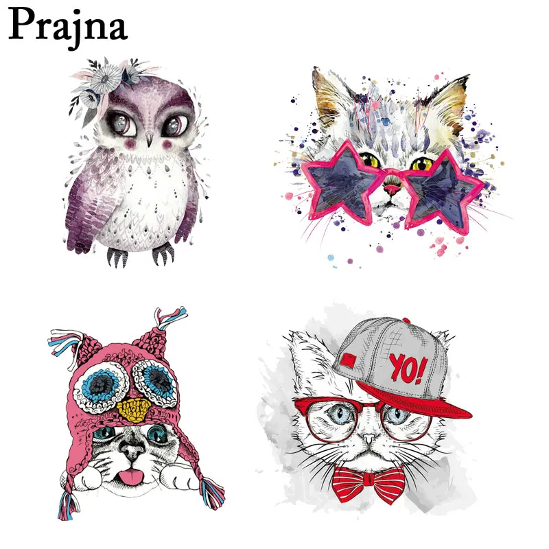 

Prajna Flower Rabbits Owl Bear Patch Cartoon Iron On Patches Clothing Super Hero Iron-on Transfers For Cute Clothing Stickers