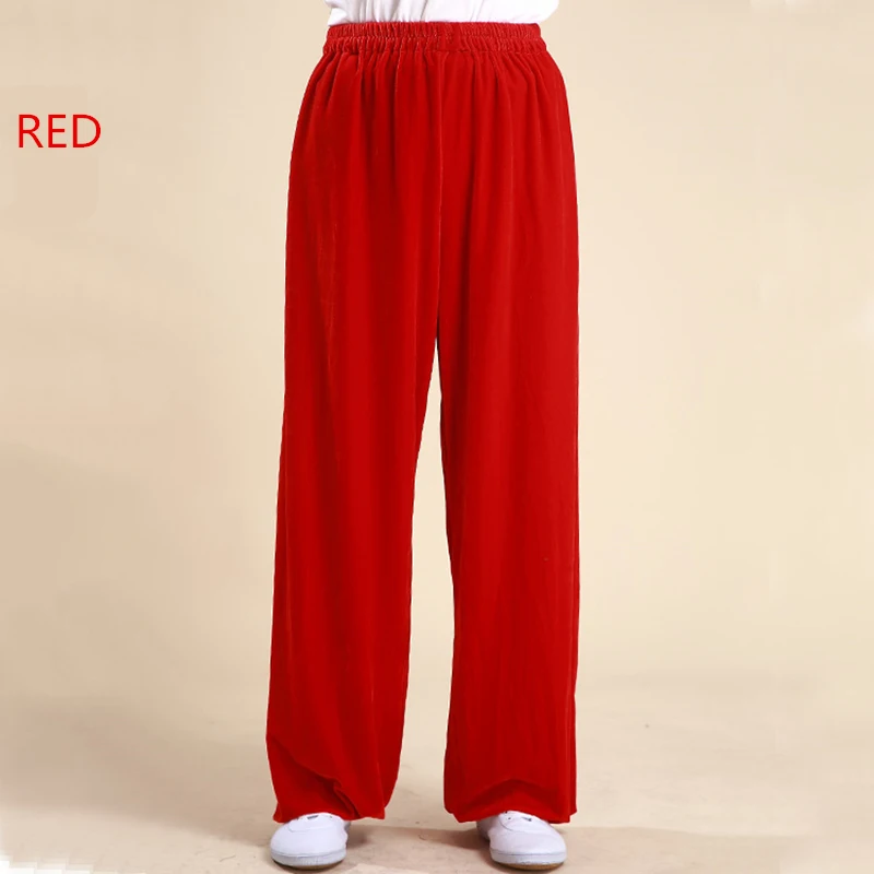 Man Woman Pleuche Velour Thick Tai Chi Clothing Kung Fu Pants Martial Art taiji Toursers wushu Winter Pants