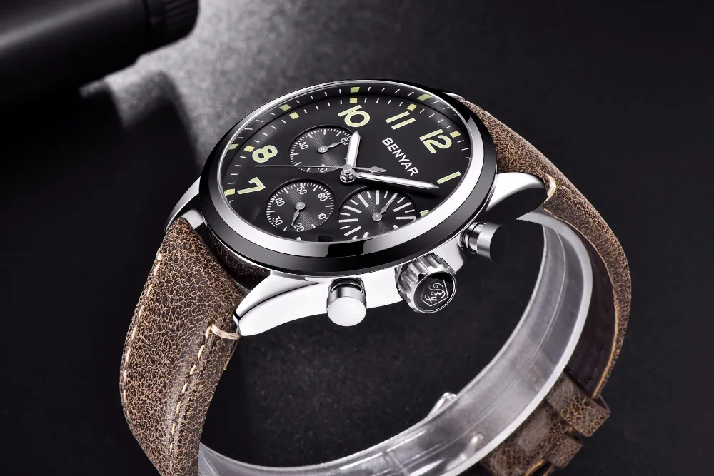 Часы Для мужчин Benyar Модные Спортивные кварцевые мужские часы, наручные часы Лидирующий бренд Роскошные деловые водонепроницаемые часы Relogio Masculino