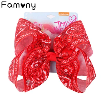 

7" Large Amoeba Hair Bow With Clip For Girls Kids Boutique Printed Ribbon Knot Paisley Jumbo Bow Hairgrips Hair Accessories