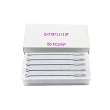 50 шт./кор. смешанный лот одноразовые стерильные плоским шейдеров иглы татуировки для татуировки машины и ручки