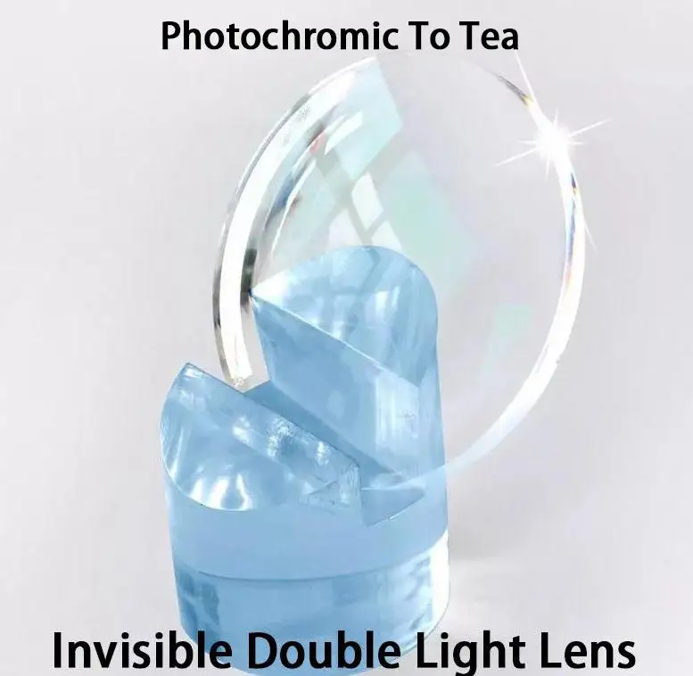 1,56 Интеллектуальный фотохромный круглый верх/плоский верх/Невидимый Двойной свет Смола очки линзы дальнее расстояние около оптического рецепта линзы - Цвет линз: Invisible to Tea