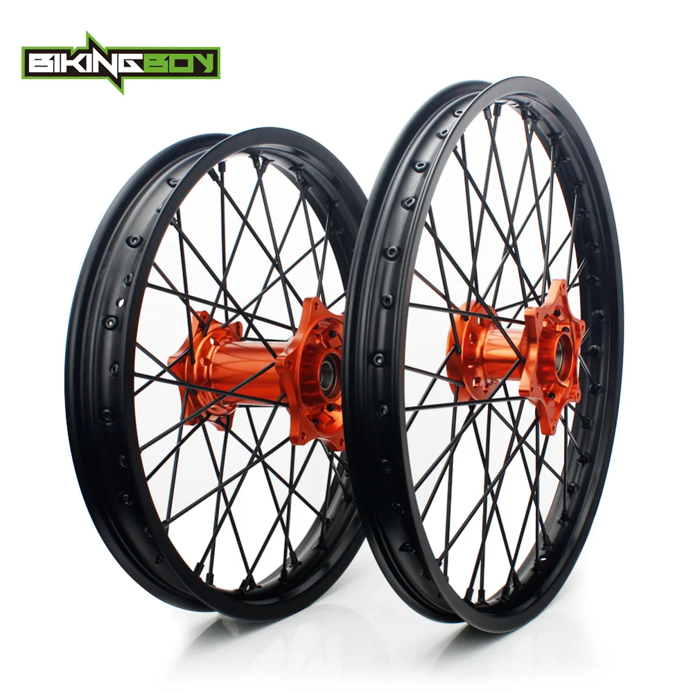 BIKINGBOY 21 &quot18&quot для KTM набор колес оранжевый обод ступицы SX SXF 125-530 150 200 300 350 450 500 03 04 05