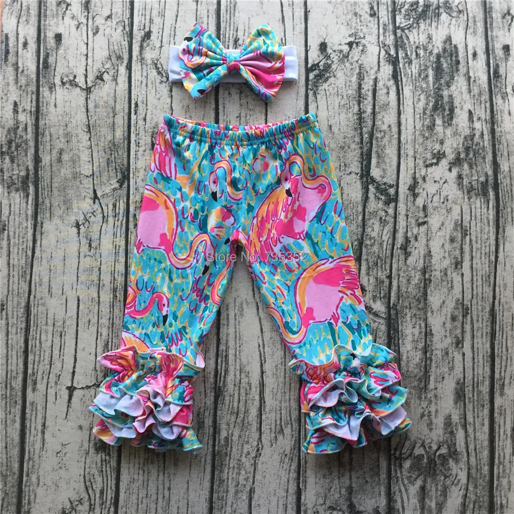 Pretty Baby Girls Flamingo Print Icing Pants with matching Headband