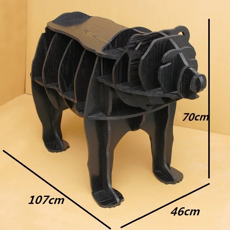 Высококачественный 4" Медвежонок старинный деревянный журнальный столик самостроящаяся головоломка мебель - Цвет: black color
