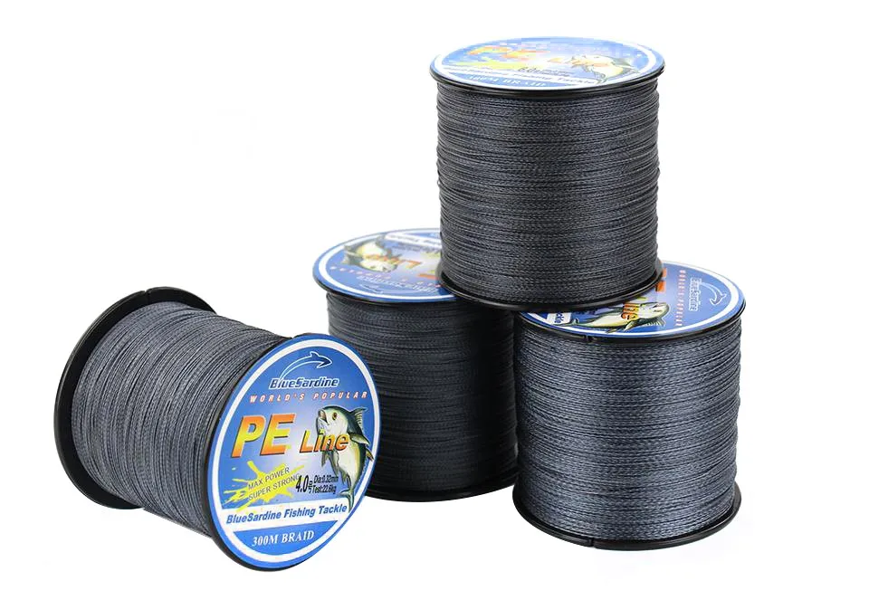 BlueSardine м 300 м плетеная леска серая Multifilament PE супер сильная 4 оплетка провода 12lb-90lb рыболовные снасти