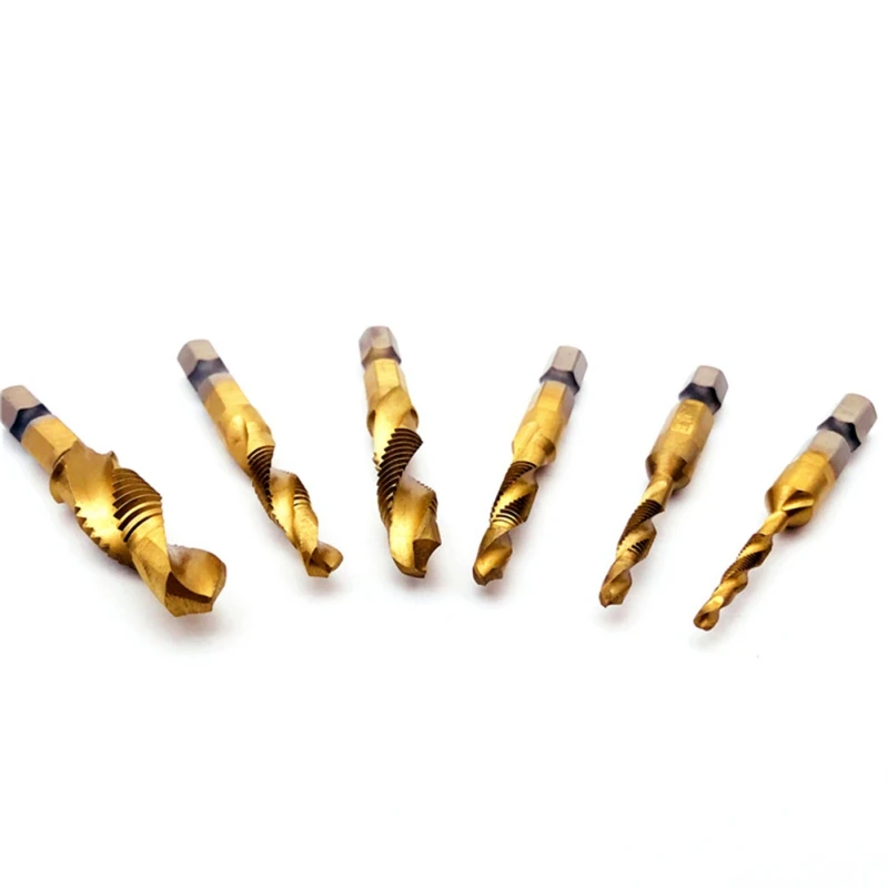 Hand Tap Drill Set Hex Shank HSS Screw Spiral Point Thread Metric Plug Drill Bits M3 M4 M5 M6 M8 M10 Hand Tools