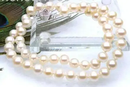 

Free Shipping >>>>> Beautiful 6-6.5mm AAA+ round white akoya pearls necklace solid 925 silver 17