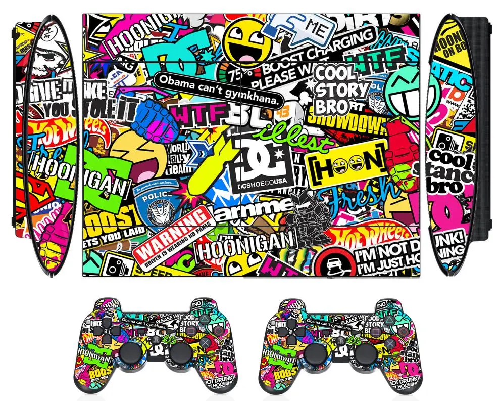 Защитные виниловые наклейки Bombing 262 для Sony PS3 Super Slim 4000 и 2 контроллера|protector sticker|ps3