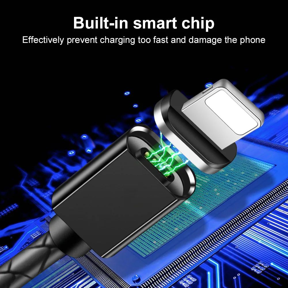 Quick Charge 3.0  Magnetic USB Cable 5V 3A Fast Charging Data Transfer USB Type-C Micro USB Phone Cable For Samsung S9 iPhone X (2)