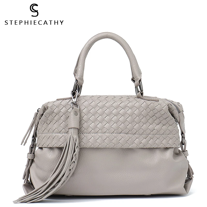 SC السببية الأعلى مقبض حمل حقيبة ل منس خليط المنسوجة شرابة حقائب كتف الأزياء شريط مزدوج عبر الجسم حقيبة وحقيبة يد