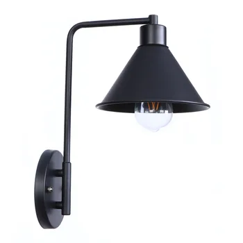 

Black American Village Wall Lamp E27 Bulb with lampshade Iron Bedroom wall light restaurant bar led wall lamp RWL0028
