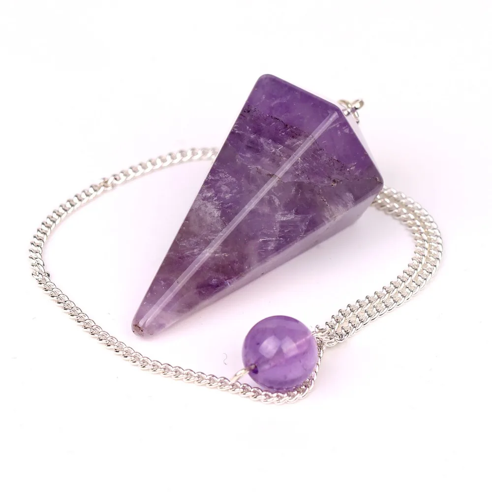 Natural Amethyst Crystal Pendulum Chakra Healing Bead12 Facet Reiki