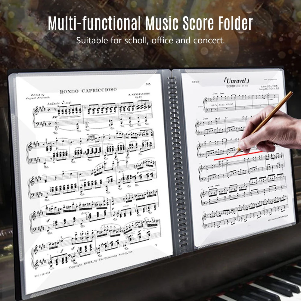 

Multi-functional A4 Size Music Score Paper Sheet Document File Organizer Storage Folder 20 Pages for Instrument Player Concert