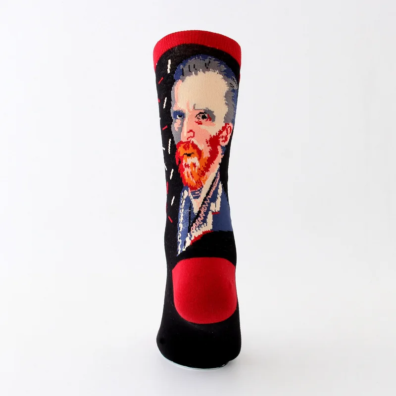 Горячая осень зима Ретро Женщины Искусство Ван Гог Фреска всемирно известная серия масляной живописи мужские носки забавные носки - Цвет: H