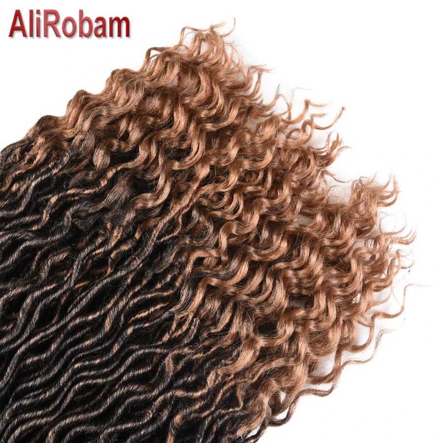 AliRobam 20 дюймов богиня Faux locs Curly вязанные волосы 24 корня/шт Омбре коричневая винно-красная синтетическая оплетка для наращивания волос для женщин