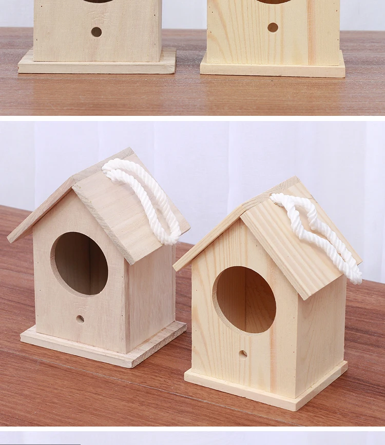 Деревянная коробка для птичьего домика для разведения птичьего гнезда, ручной домик для птичьего домика, подвесные украшения для сада, аксессуары для улицы