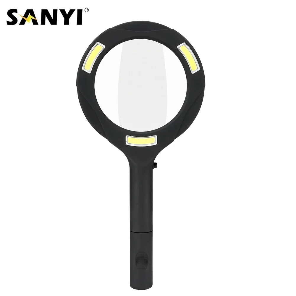 

3 COB LEDs Flashlight Loepen 3X Non-slip Handle Reading Magnifier Lens Jewelry Lighted Loupe Magnifying Glass In Magnifiers AA