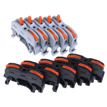 

10 Pcs Black 1 Pin Din Rail Universal Compact Cable Wiring Connector Terminal Block Guide Rail Type Connector